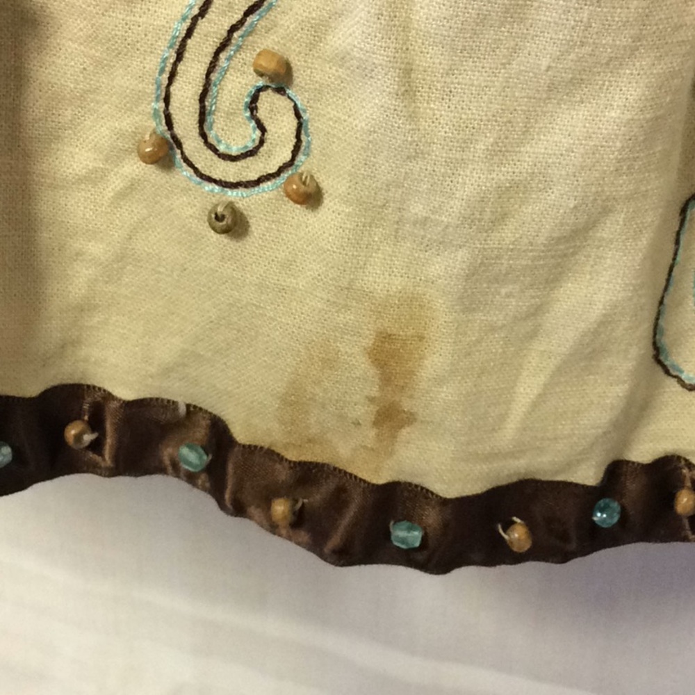 Luciano DantΓ© Beaded Beige, Brown, Blue Skirt sz14 - Picture 4 of 7